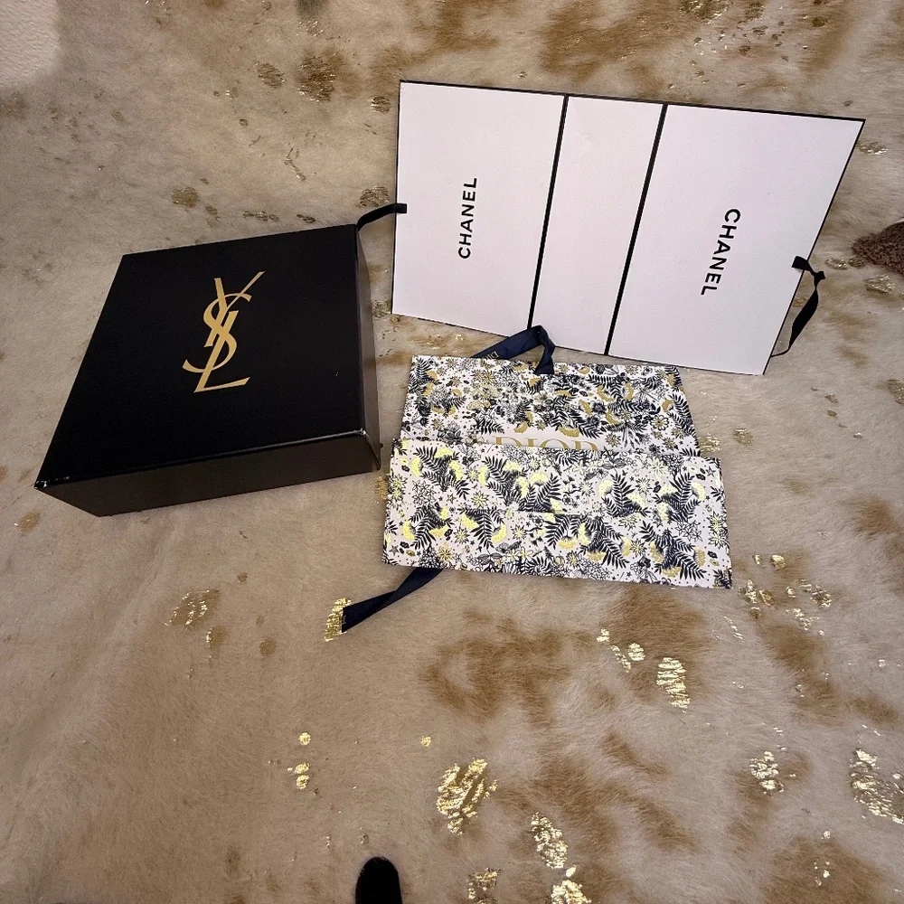Chanel, Dior, YSL Gift Box Bundle - Designer Boxes for Storage or Decor Display